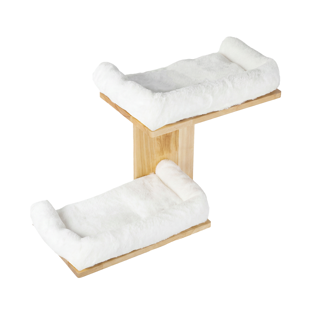 Pawz Cat Wall Shelves 2 Steps Wide Perch Soft Beds for Large Cats Climbing White-2100034992867512328