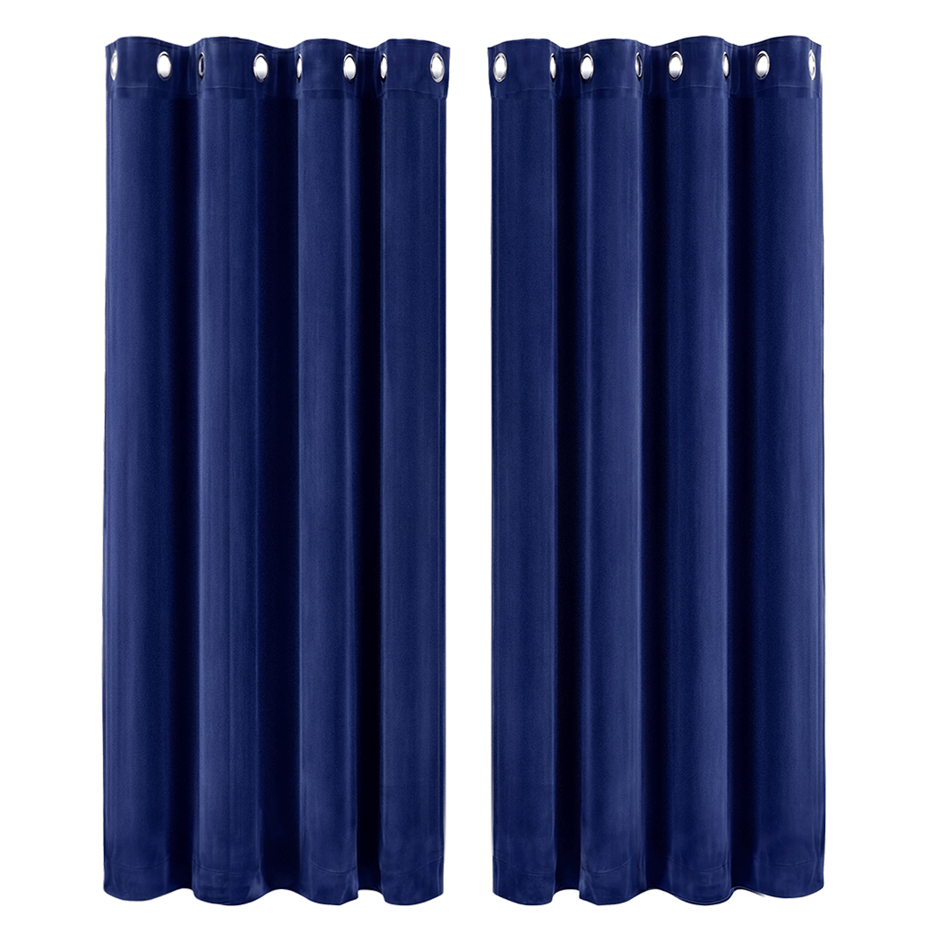 Marlow Velvet Blackout Curtains 2-Panel Room Darkening Eyelet Curtains 132x160cm-2072893566673358856