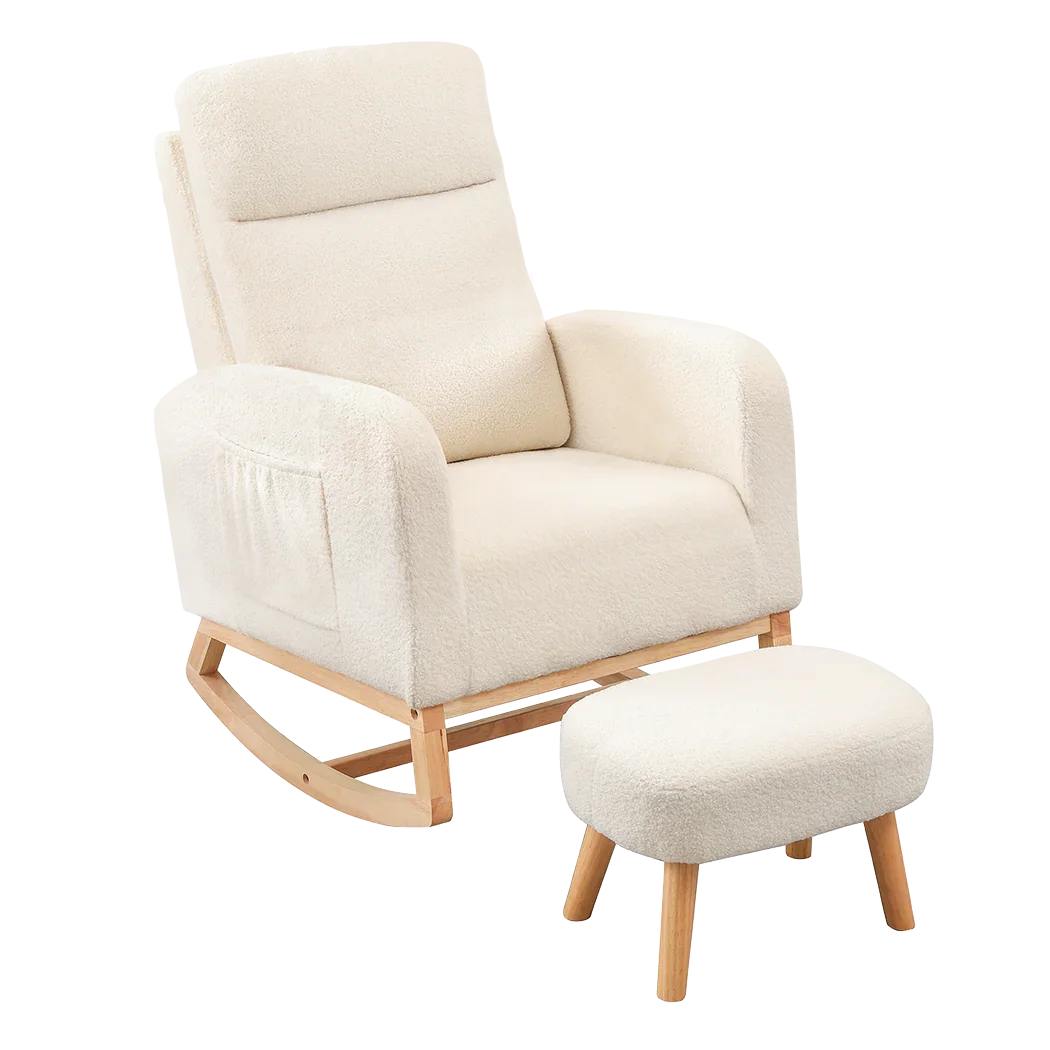 Levede Rocking Chair Ottoman Footrest With Side Pocket-2006732687271923720