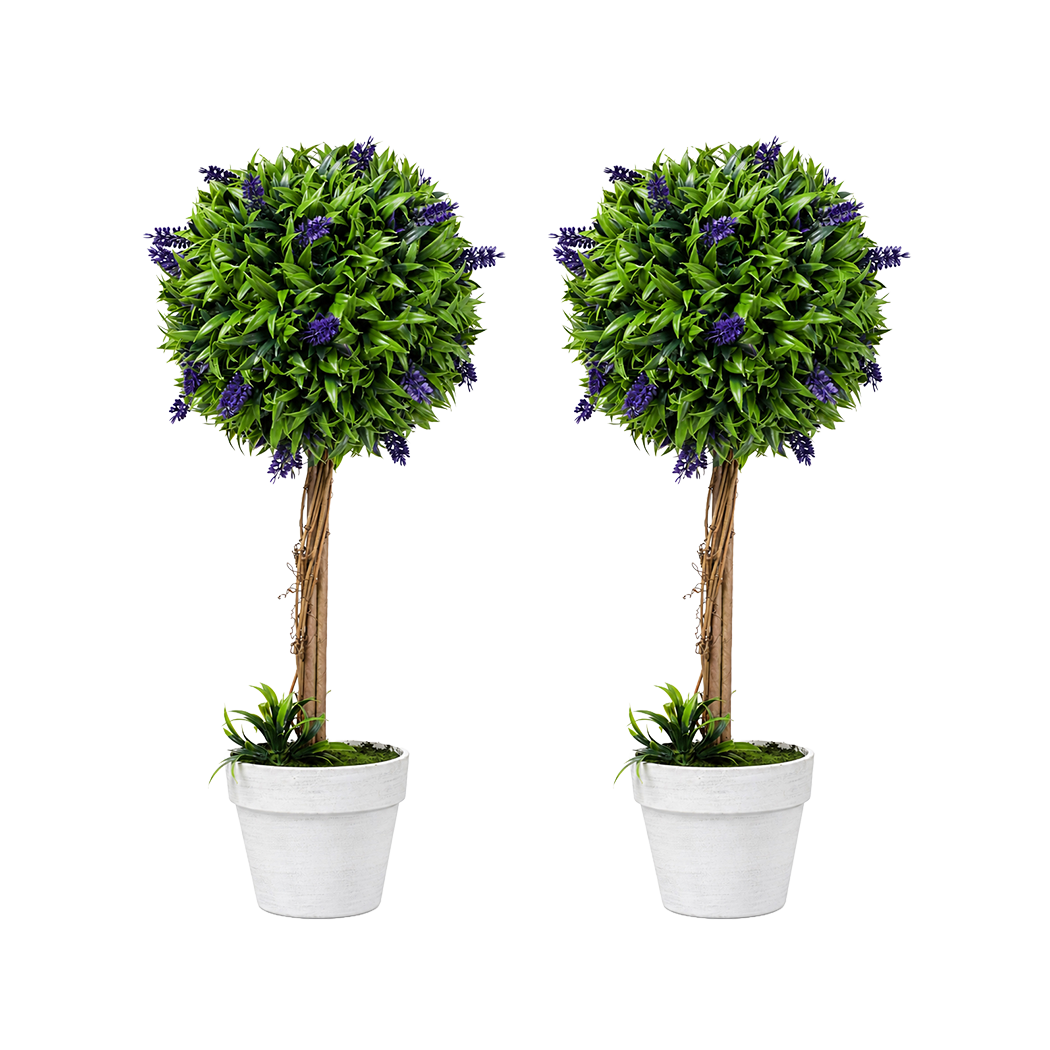 Lambu Artificial Plants Faux Lavender Topiary Set of 2 for Front Door Green-2109799601027092489