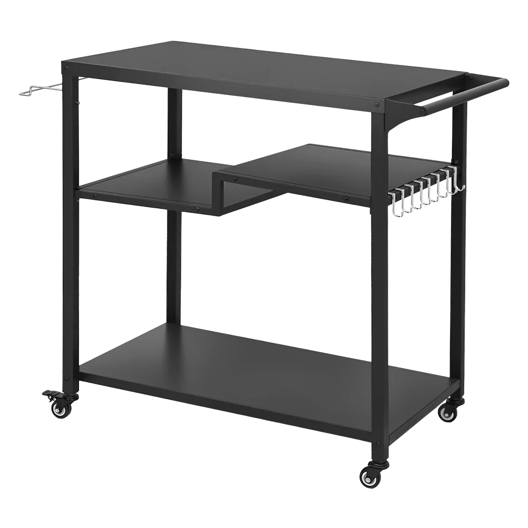Levede Outdoor Kitchen Cart 3 Tier BBQ Grill Cart Mobile Patio Serving Trolley-2050059021565693960