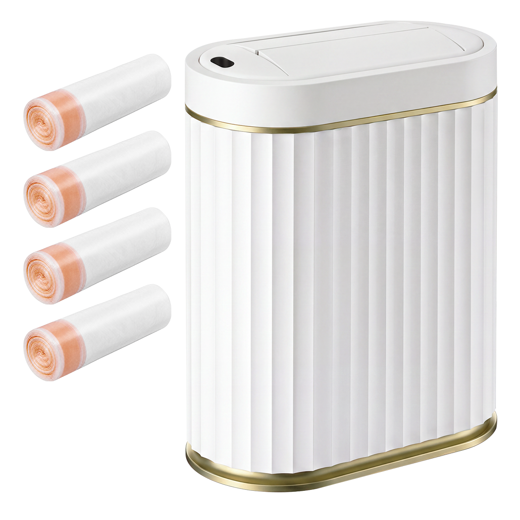Toque Sensor Rubbish Bin Automatic Touchless 7L Butterfly Lid Bathroom White-2109799595943596041