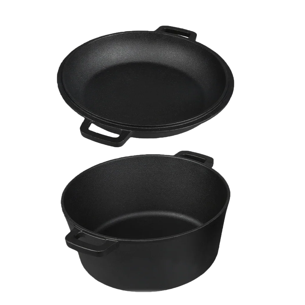 Toque 5.84L Double Dutch Oven 2 in 1 Cast Iron Pan-2050056750580764680