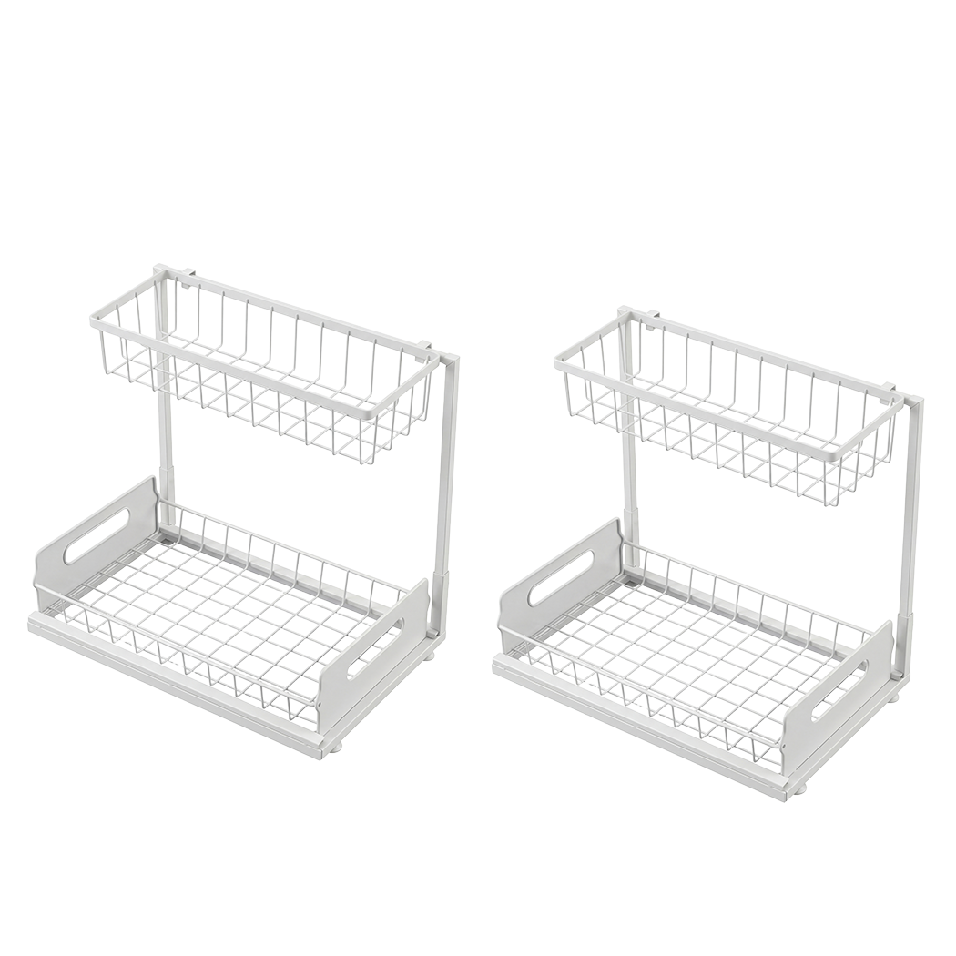 Toque 2x Under Sink Storage Rack Kitchen Cabinet Organiser 2-Tier Shelving Home-2050059015005802504