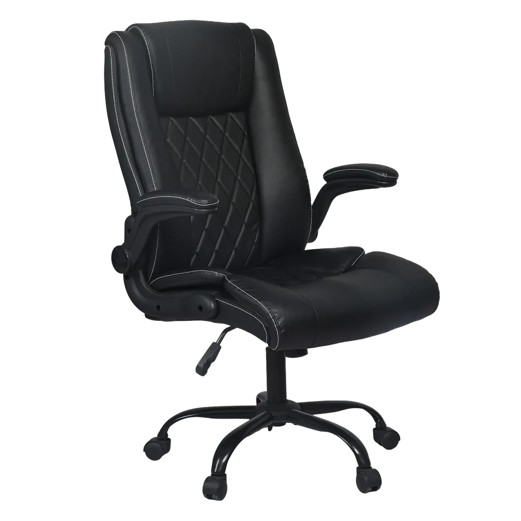 Levede Executive Office Chair Footrest PU Leather Tilt Gaming Work Seat Black-2050056783220838408