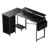 Levede L Shaped Gaming Desk with Storage Drawers Black-2006733412379004936
