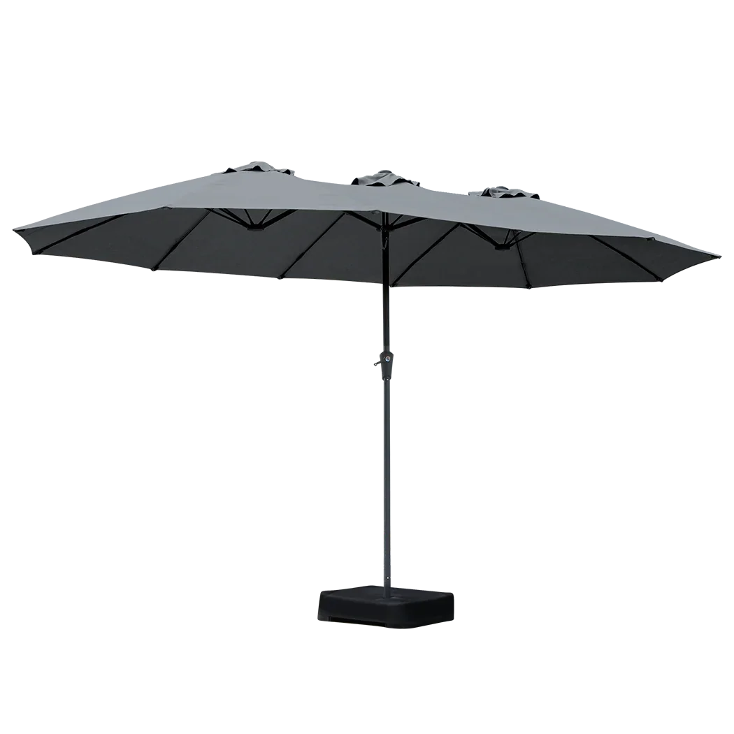 Centra 4M Double-sided Patio Umbrella Outdoor Umbrella Base Stand Grey-2018816836216426504