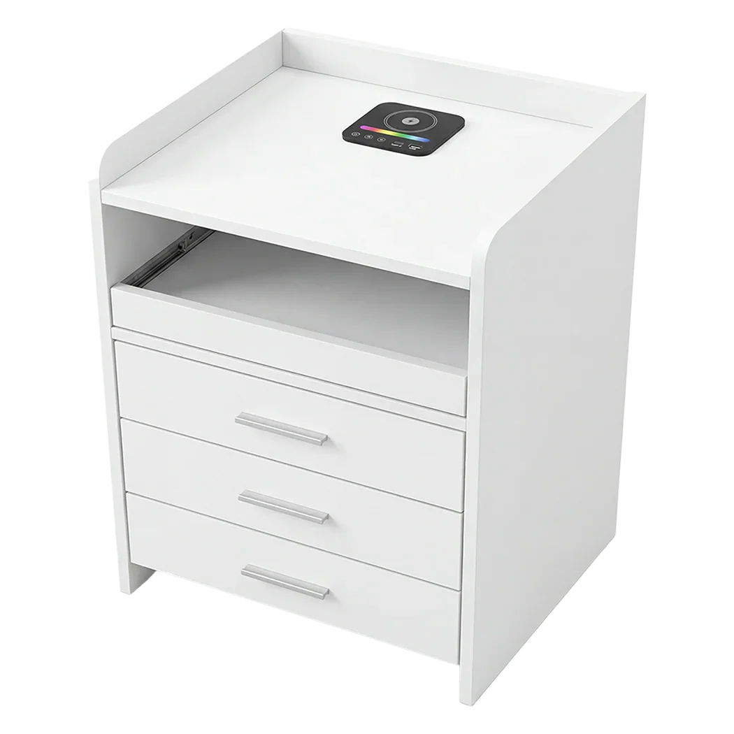 Levede Smart Bedside Table USB Wireless Charging Motion Sensor Light Nightstand-2050056780473569288
