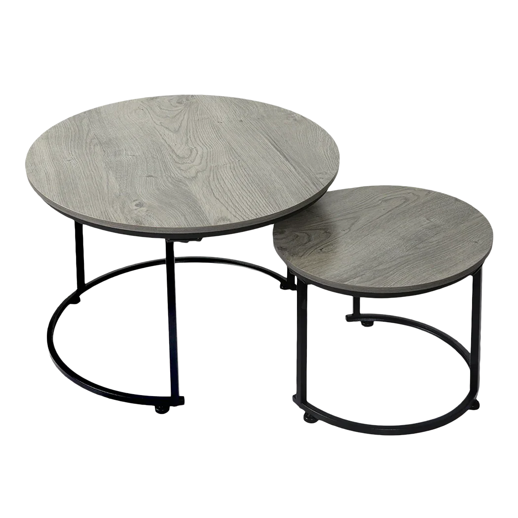 Levede Round Nesting Table Coffee Table Wood Side Table-2006732776656736264