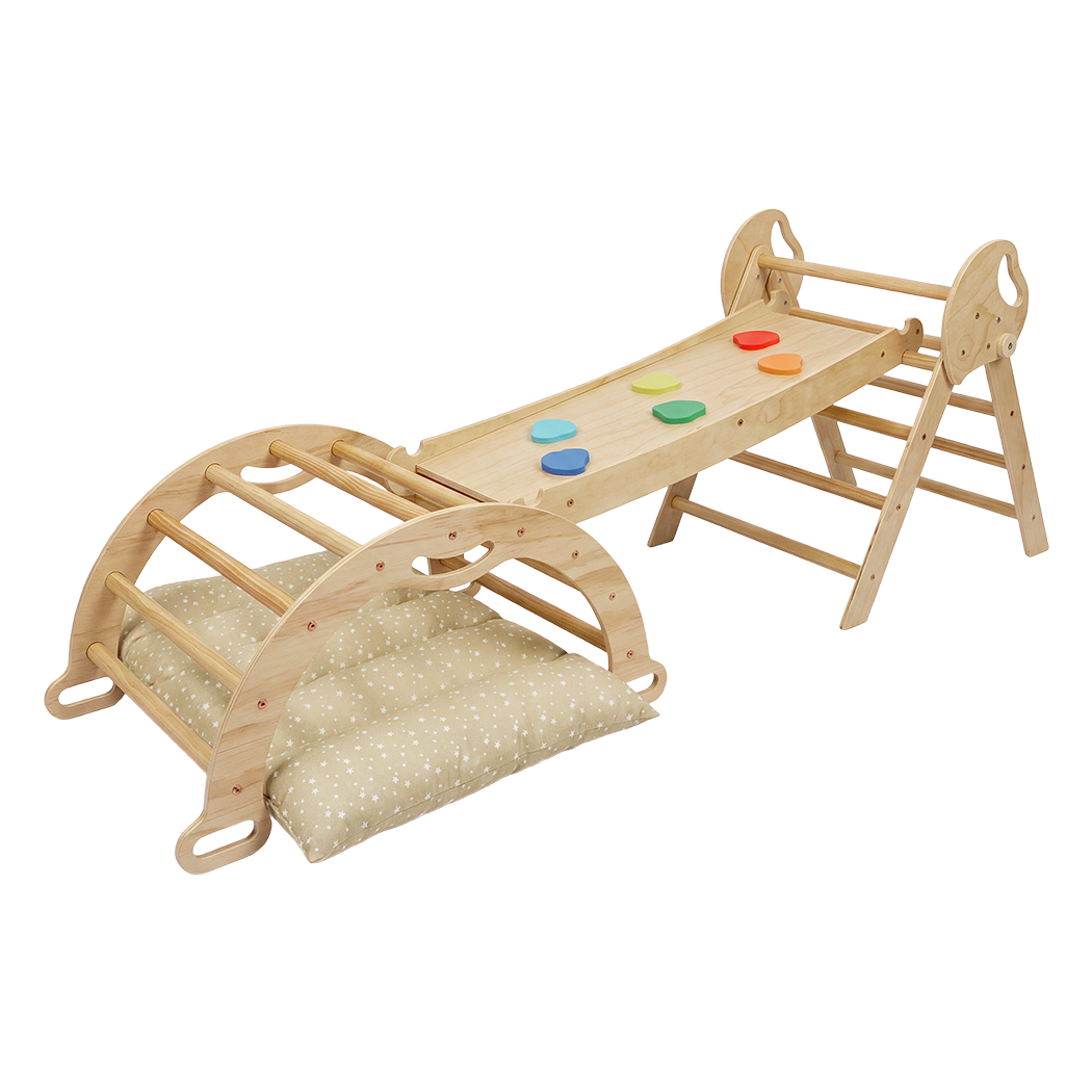 BoPeep Kids Climbing Toys Sets Toddler Toys Triangle Arch Climber Indoor Natural-2050059014313742344