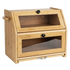Toque Bread Box Bread Bin Double Layer Bamboo Bread Storage with Window Natural-2072893581403754504