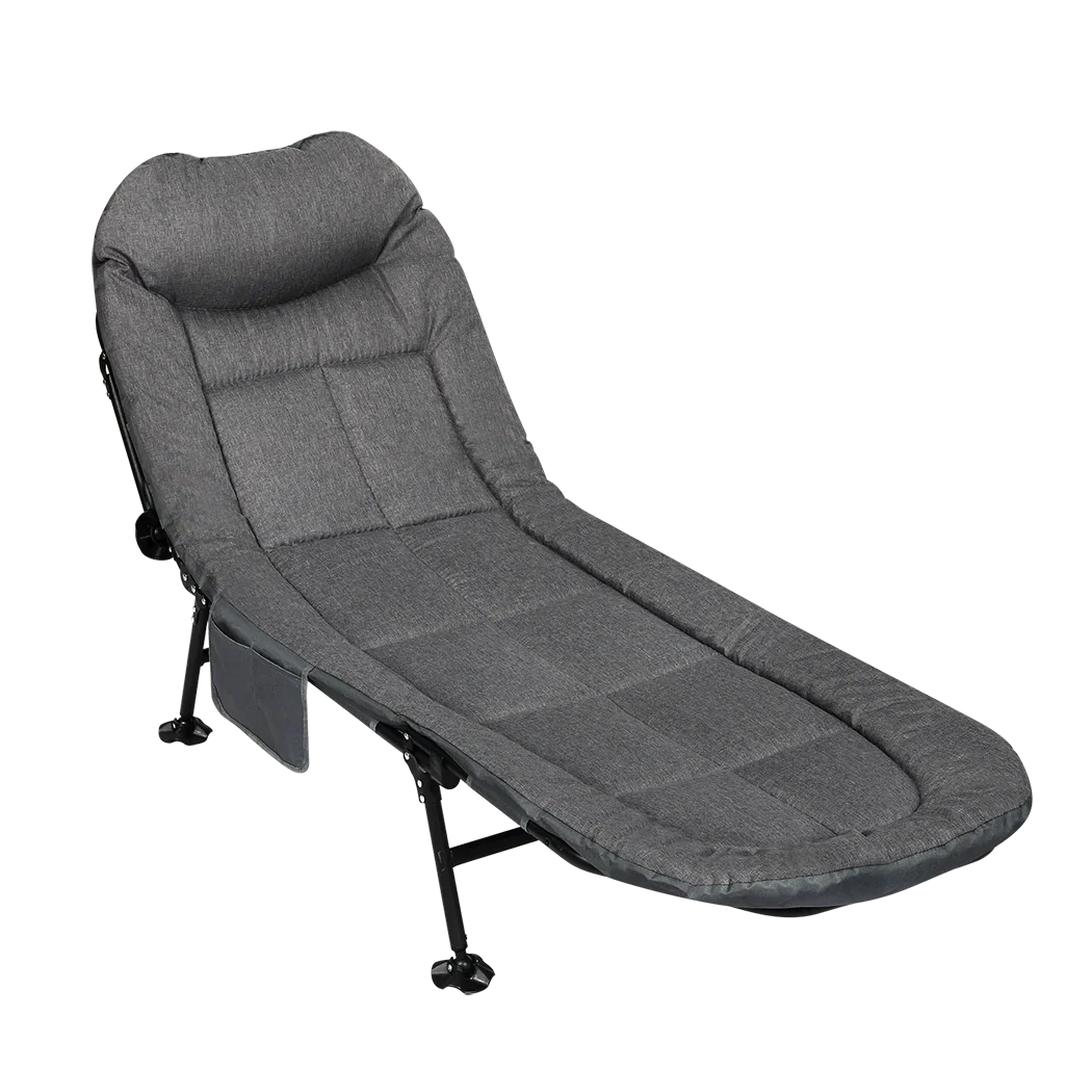 Levede Folding Camping Bed Camp Cots Dark Grey-2029387200336105480
