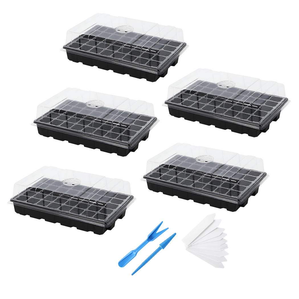 Toque Seedling Tray 5 Pack Starter Kit With Vented Dome For Greenhouse Black-2100034985904967688
