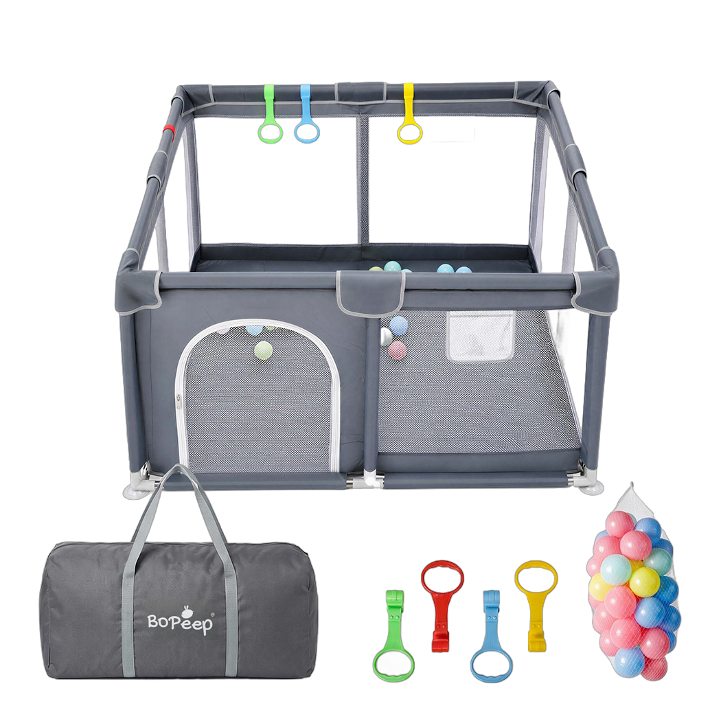 BoPeep Baby Playpen 127x127cm Playpen with Balls Meah 150D oxford Grey-2100034970482511880