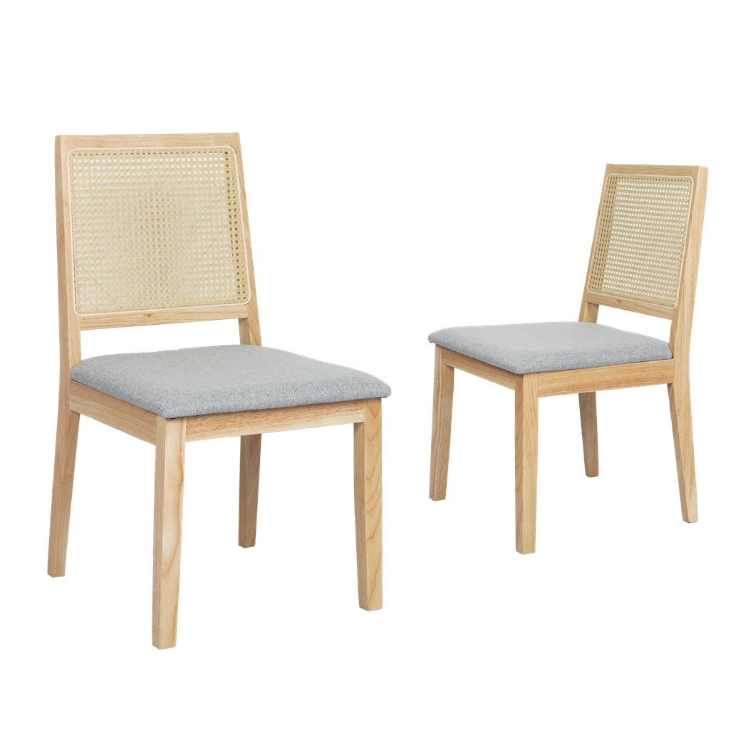 Levede 2x Rattan Dining Chair Solid Wood Lounge-1894516800335515656