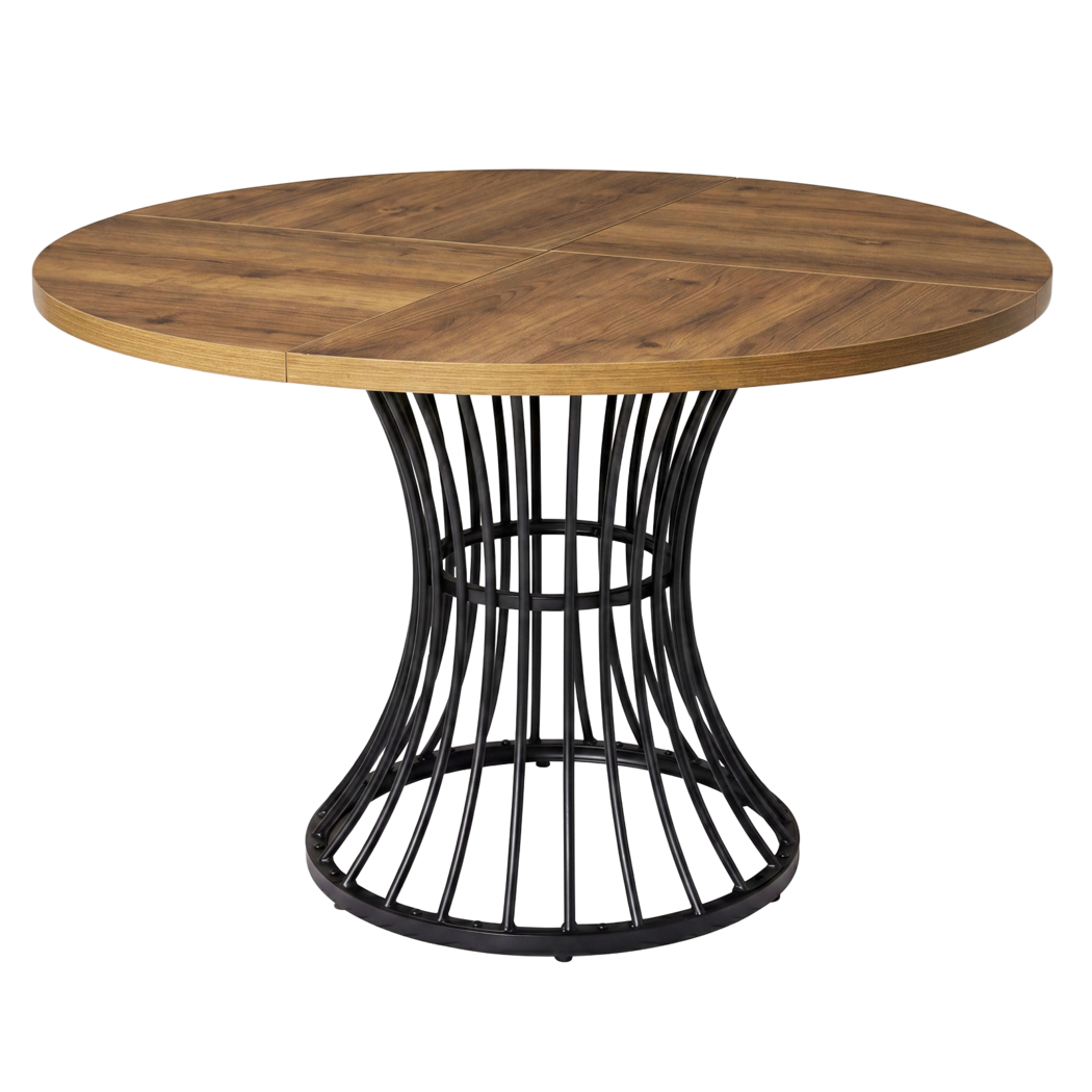 Levede Dining Table 120cm Round Dining Table 30mm MDF Retro Brown-2100034939201392648