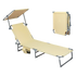 Levede Foldable Lounge Chairs with Canopy Khaki-2006732877097734152