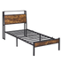 Levede Single Bed Frame LED Lights USB Charging Storage Headboard Metal Platform-2072893552618246152