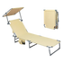 Levede Foldable Lounge Chairs with Canopy Khaki-1910112248655908872