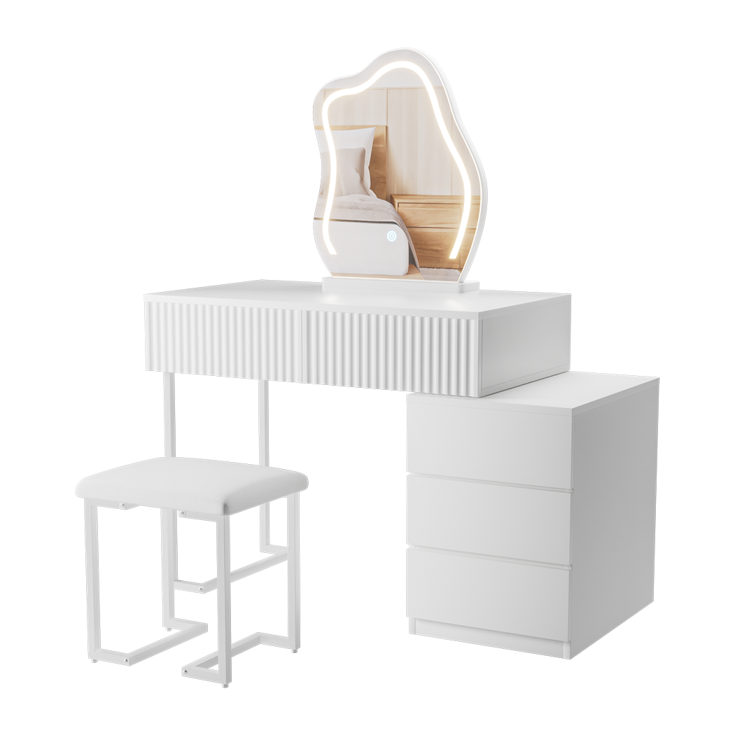 Levede Dressing Table Stool Set with Mirror Led-1894516789329661960