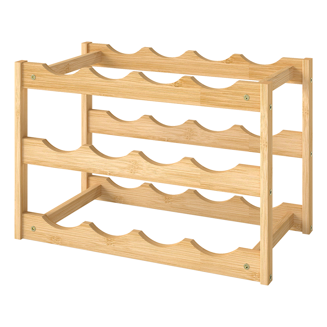 Toque Natural Bamboo Wine Rack 12 Bottles Organizer-2006732763805388808