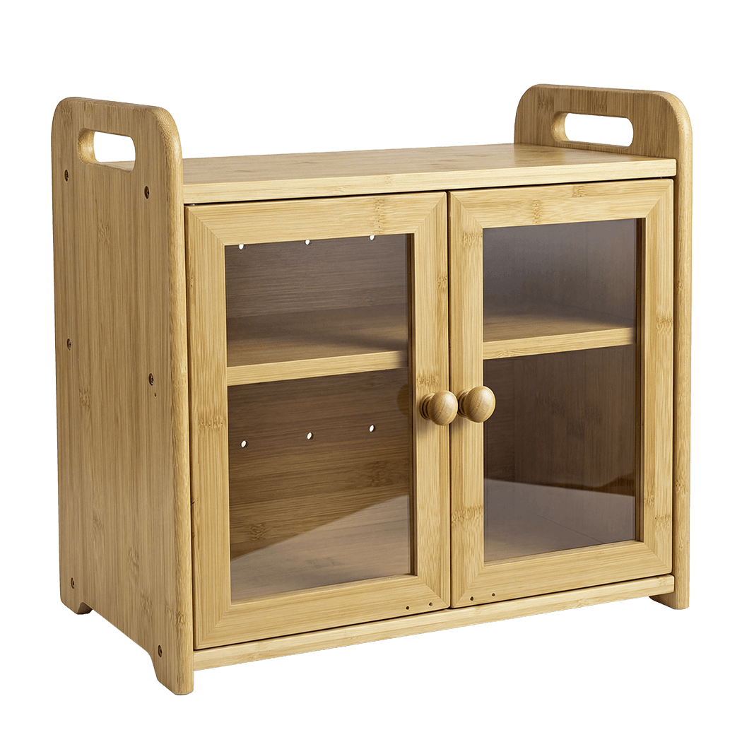 Toque Bread Bin 2 Tier Bamboo Bread Box Kitchen Counter Storage Container 20L-2072893581785436168