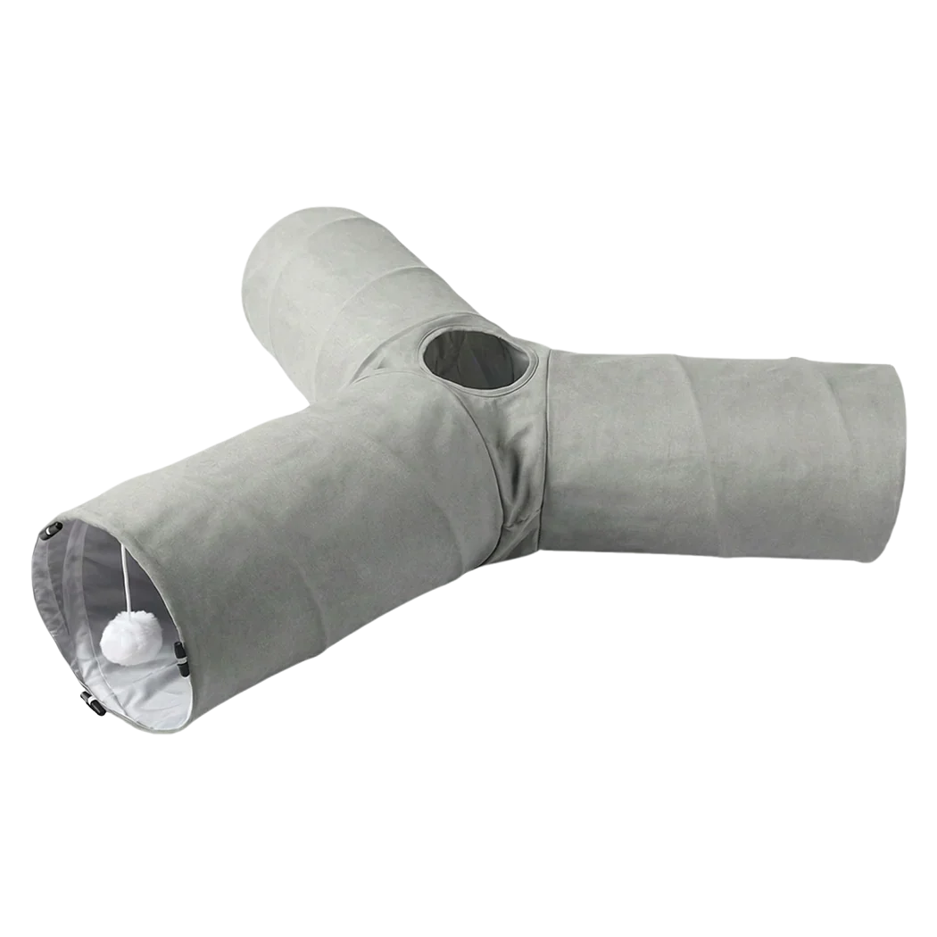 Pawz 3 Way Cat Tunnel Toy Interactive Foldable Tube Indoor Pet 2 Haning Balls-2050056765285994504