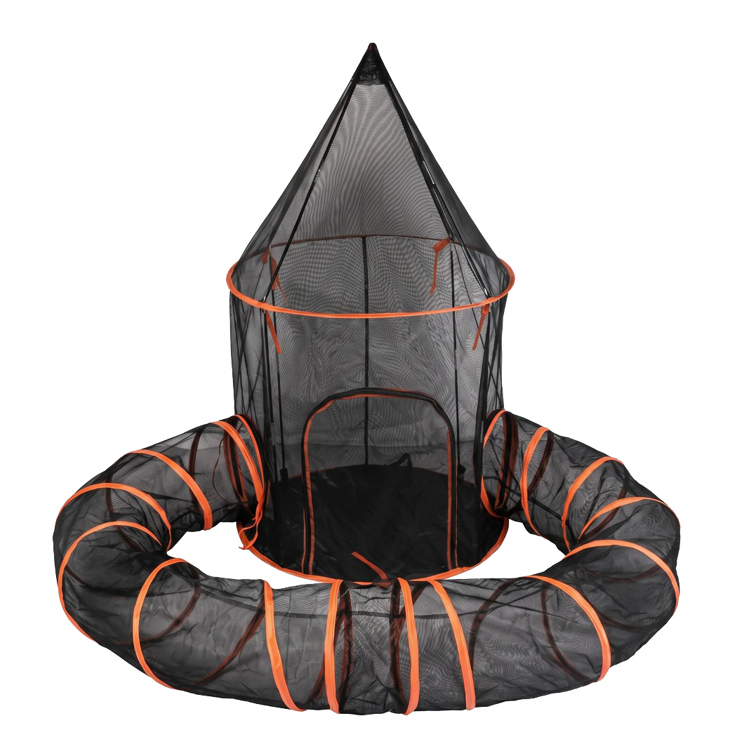 PaWz Cat Tunnel Enclosure Large Foldable Spacious Mesh for Indoor Outdoor Black-2109799598250463241