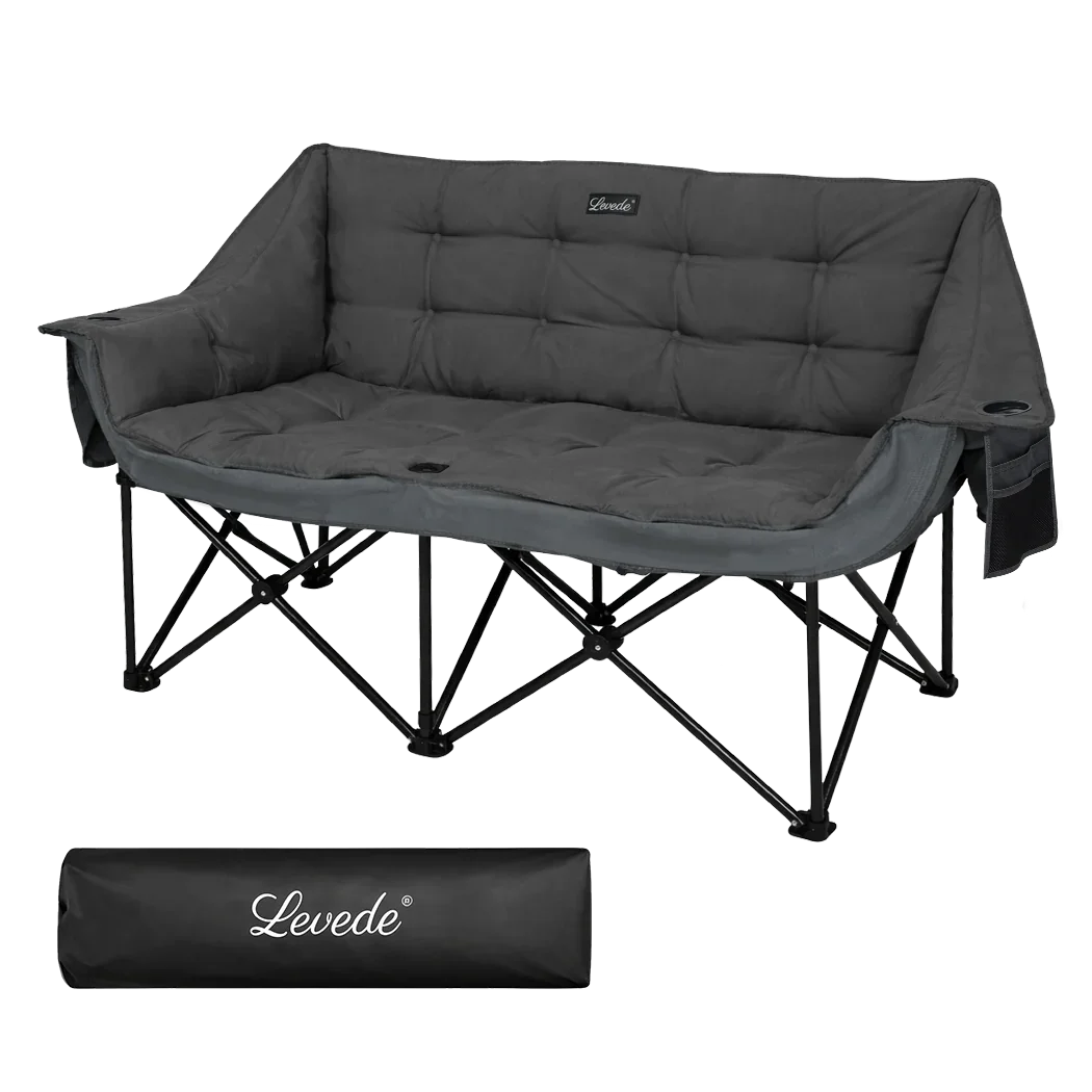 Levede Double Camping Chair Folding Outdoor Portable Fishing Picnic Travel Seat-2050056782503612424