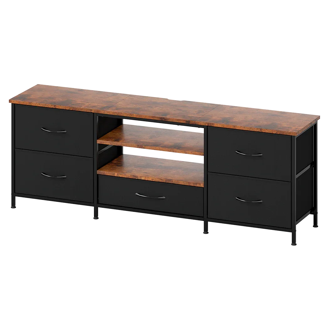 Levede TV Stand Cabinet Entertainment Unit Stand 140cm 5 Drawers Storage Shelves-2050056768209424393