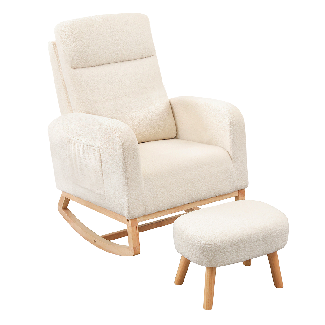 Levede Rocking Chair Ottoman Footrest With Side Pocket-1942353697505939464