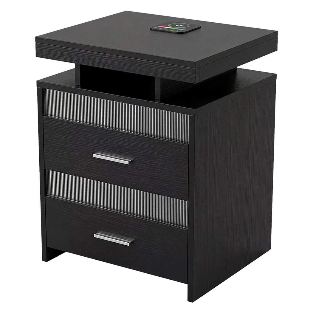 Levede Smart Bedside Table Charging Station Motion Sensor Modern Nightstand-2050056780108664840