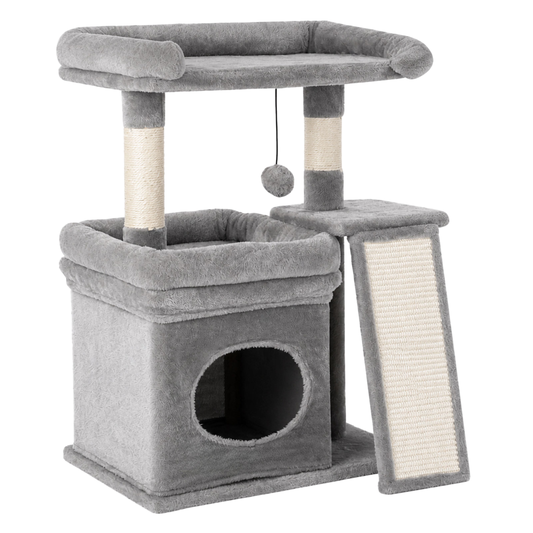 Pawz Cat Tree Tower Large Perch Condo Sisal Scratcher for Indoor Felines Grey-2100034993777676296