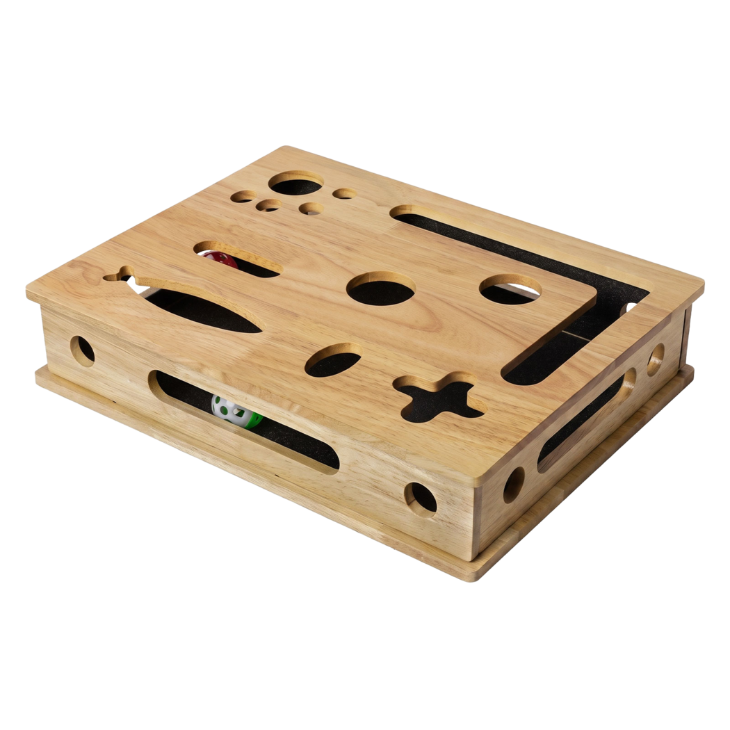 Pawz Cat Nail File Scratcher Large Solid Wood with Toy Balls for Indoor Cats-2100034993945448456