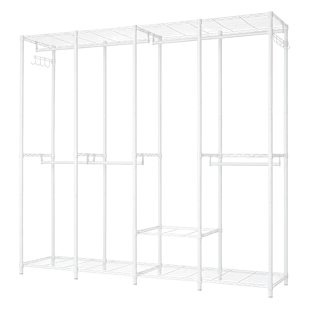 Levede Heavy Duty Clothes Rack Organizer 500kg Carbon Steel Bedroom White-2109799589643751434