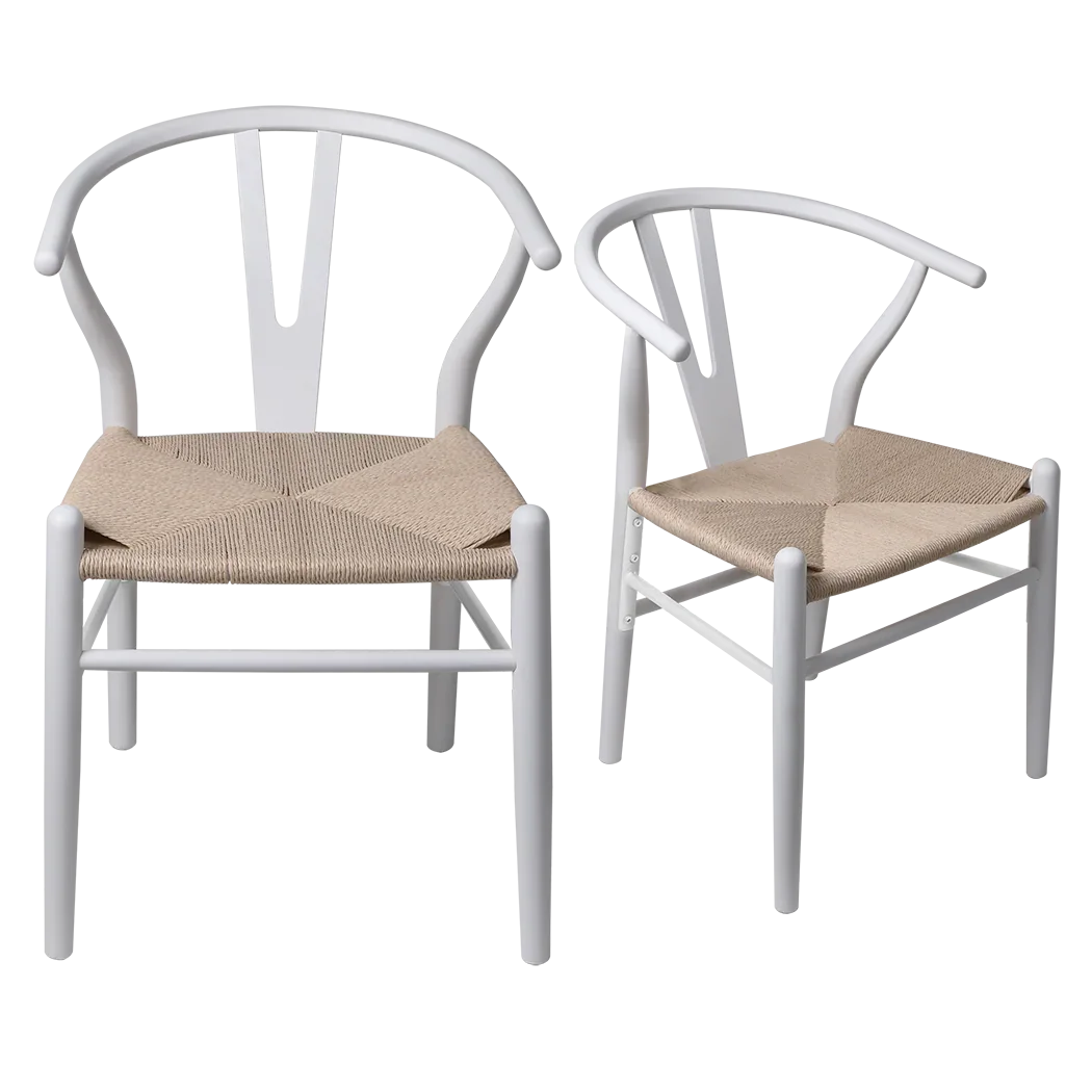 Levede 4x Dining Chairs Wooden Hans White-2006732723045142536