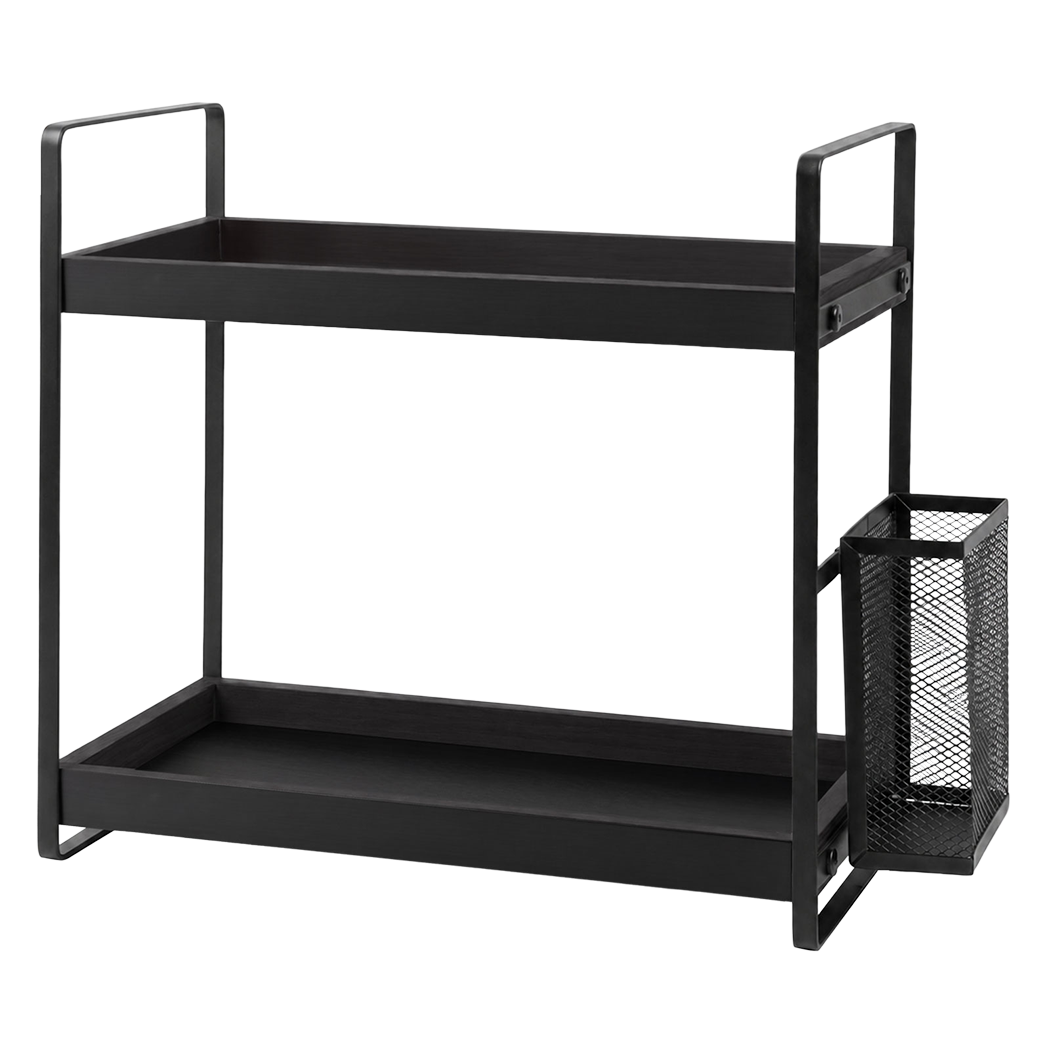 Levede 2 Tier Countertop Organiser Classic Storage Rack Bathroom Kitchen Black-2072893554912530440