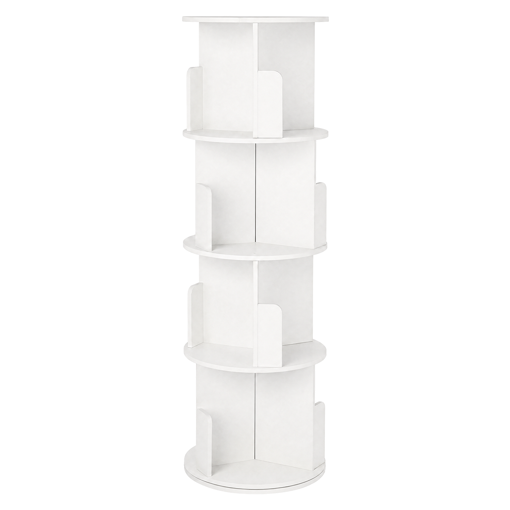 Levede Rotating Bookshelf Corner 4 Tier 3-Section Storage Display 5kg Home White-2109799589274652682