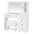 Levede Dressing Table Vanity Desk with LED Mirror 5 Drawers Charging White-2100035036114980873