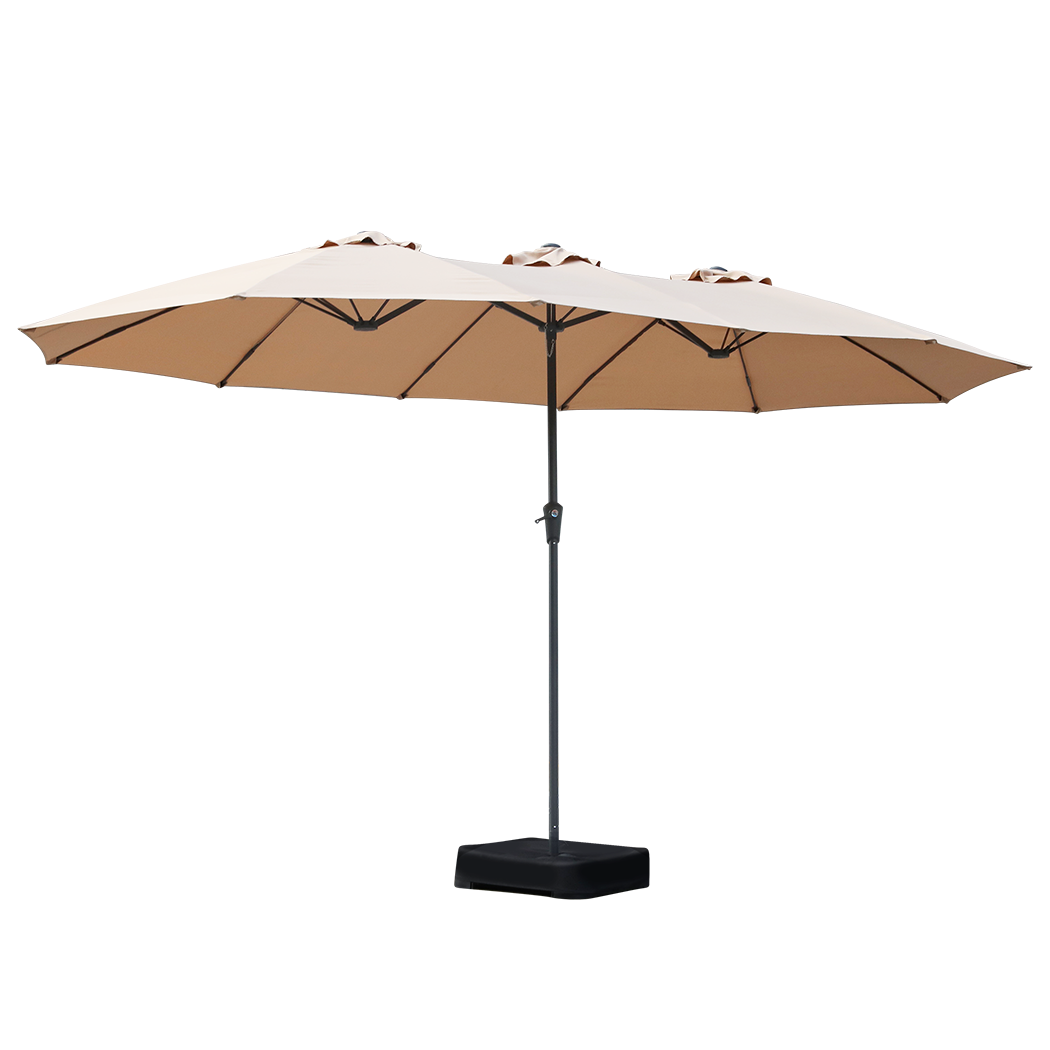 Centra 4M Double-sided Patio Umbrella Outdoor Umbrella Base Stand Khaki-1910112248144203784