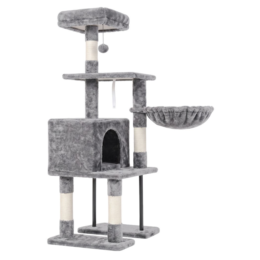 Pawz Cat Tree Cat Tower Multi-Level Cat Bed with Condo 125cm Plush Gray-2100034991957348360