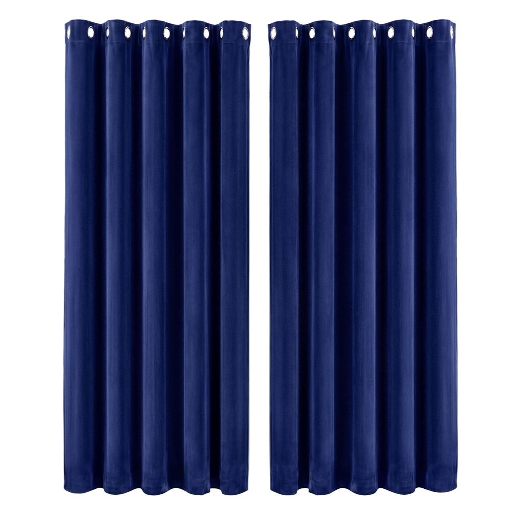Marlow Velvet Blackout Curtains 2-Panel Room Darkening Eyelet Curtains 132x213cm-2072893566862102536