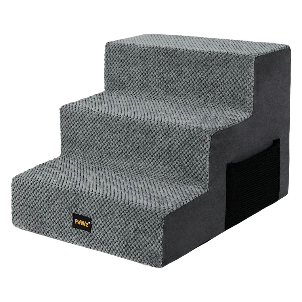 Pawz 3 Steps Pet Stairs Dog Ramp High Density Foam Grey-2006733392930017288