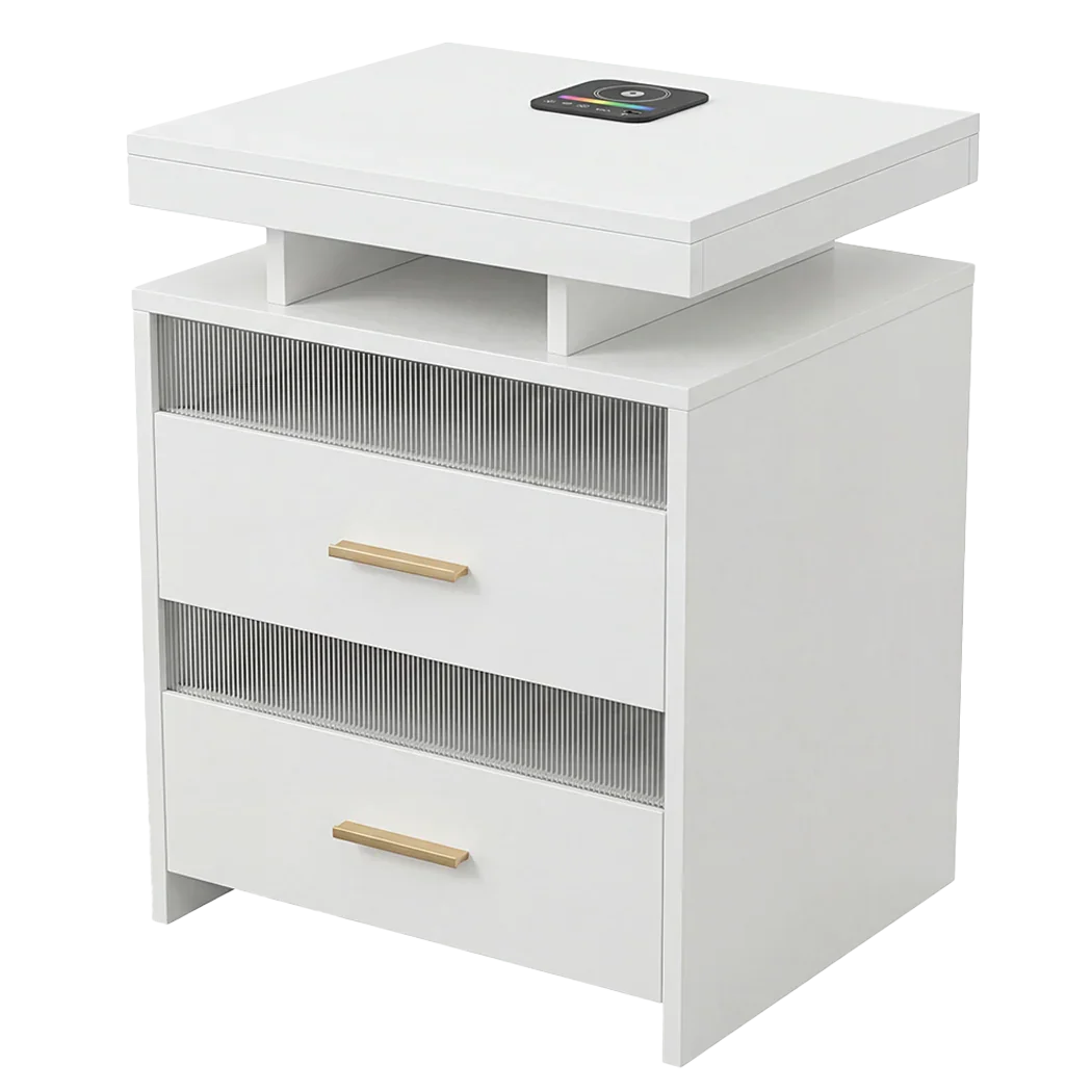 Levede Smart Bedside Table RGB Motion Sensor Charging Nightstand Bedroom Modern-2050056780293214216