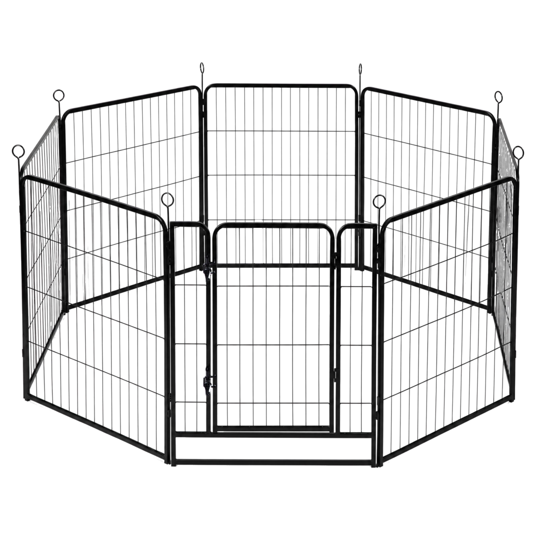Pawz Dog Playpen 8-Panel Folding Dog Pen Steel Black-2100034989323325448