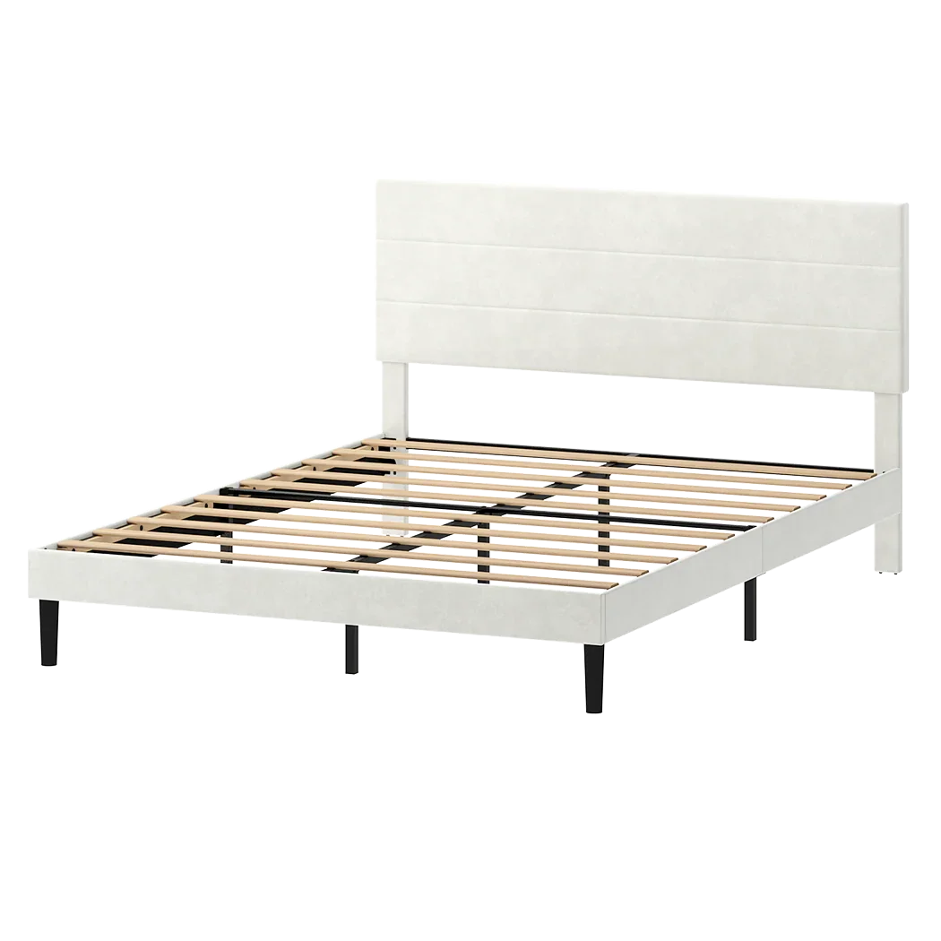 Levede Double Bed Frame Upholstered Adjustable Headboard Platform Mattress Base-2050056771569061896