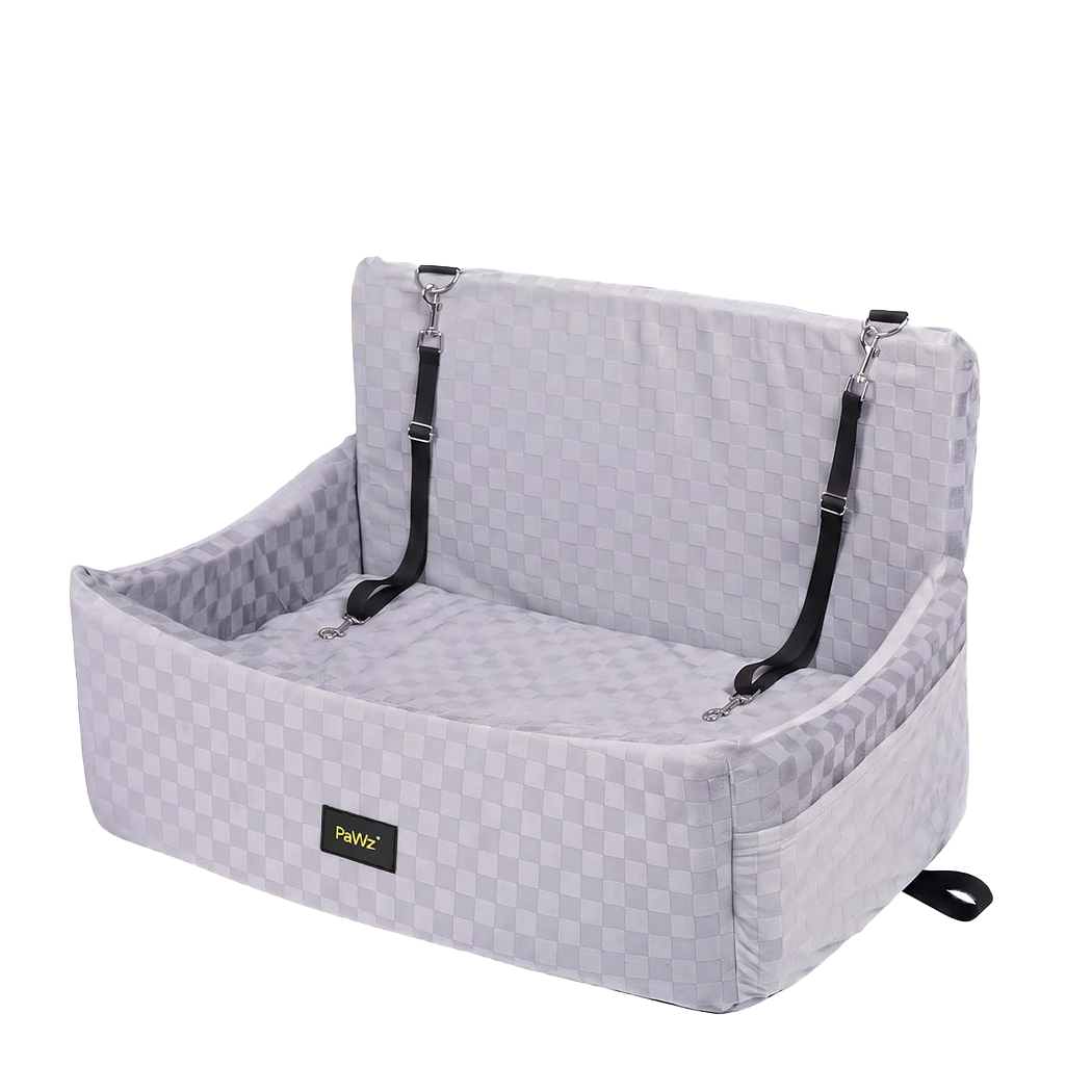 Pawz Large Dog Car Seat Booster Plush Dual-Side Portable Travel Bed Grey-2100034993228222472