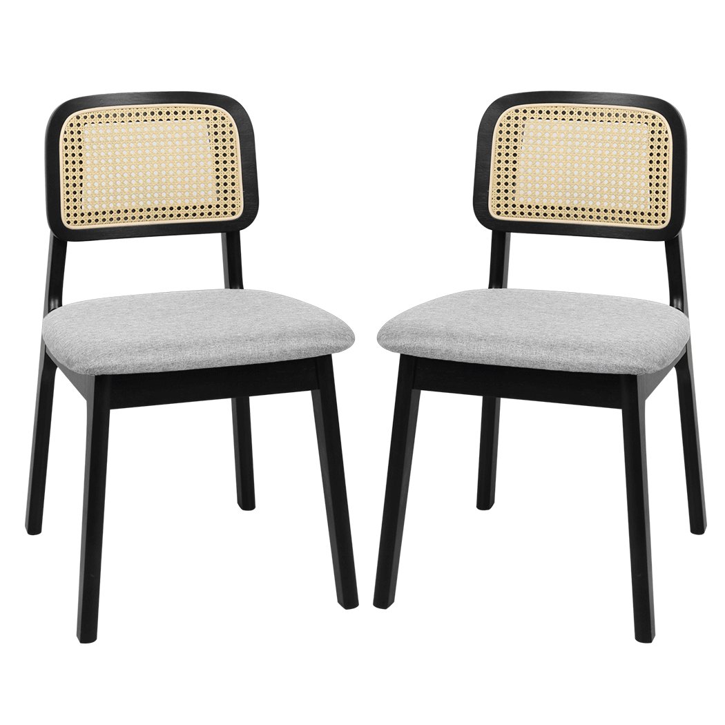 Levede Dining Chair Wood Rattan Armless Black x6-2006732736341086216