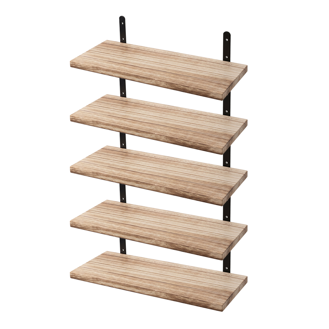 Levede Floating Wall Shelves 5Pcs Wood Wall Mounted Rustic Display Rack Bedroom-2050059023742537736
