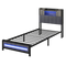 Levede Single Bed Frame with Storage Headboard RGB LED-2050056749460885512